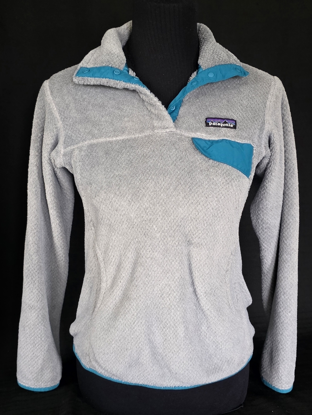 Patagonia Fleece Pullover XS Gray And Teal